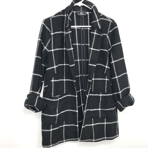 HAVE LA Black White Windowpane Plaid Soft Structure Blazer Jacket - Picture 2 of 16